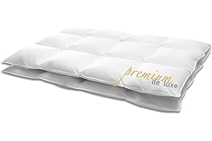 HANSKRUCHEN® Premium de Luxe kołdra puchowa 155 x 220 cm – średnia/całoroczna kołdra – Made in Germany kołdra kasetowa ze 100% bawełny – odpowiednia dla alergików