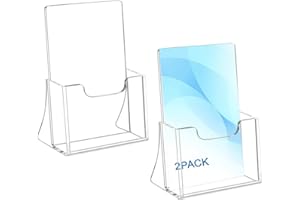Yontree A5 Display Stand -2 Pack L-Shape Acrylic Sign Holder, Clear Freestanding Brochure/Leaflet Holder for Shop, Office, Hotel, Restaurant, School, Documents