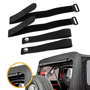 buyinhouse Soft Top Tie Down Strap Back Window Straps for Jeep Wrangler 2007-2020 (4 Pack) JK JL Accessories