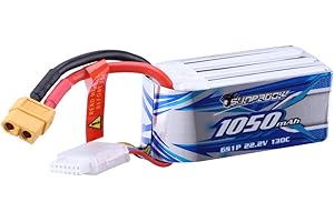 Sunpadow 6S Lipo Battery 22.2V 1050mAh 130C Pack with XT60 Plug for RC FPV Drone Helicopter Airplane Quadcopter Racing Hobby