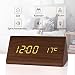 Produktbild fomobest LED Wecker Digital Wecker Wiederaufladbar Holz Tischuhr Datum/Temperatur Anzeige Walnuß