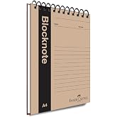 Faber-Castell Kraft Bloknot, A4, 80 Yaprak, &Ccedil;izgili, Karton Kapak, Spiral Cilt, 70g Kaliteli Kağıt, Dayanıklı ve Kullanışlı