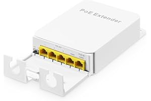 Binardat Interruptor de paso Gigabit PoE para exteriores,1 PoE en extensor de salida 4 PoE,IEEE802.3af/at/bt PoE alimentado 90W,Ethernet de 10/100/1000Mbps,montaje en pared impermeable Plug and Play