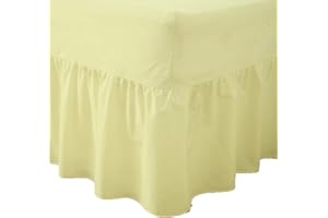 AmigoZone Plain Pollycotton Valance Fitted Sheet Or Pillow Pair Cases (King, Lemon)