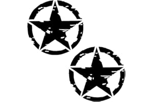 SUGHUG 2 Pezzi di Adesivi Modificati con Stella a Cinque Punte, Adesivi per Off Road Stickers Auto Stella Militare, Adesivi per Decorazioni per Auto (Nero, 15 X 15 cm)