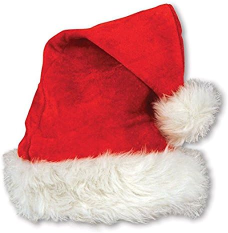 Top Sale Large Velvet Effect Traditional Adult Santa Hat- Red and White