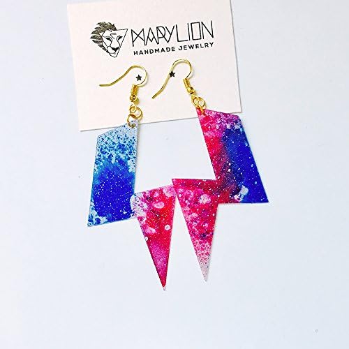 Bolt earrings - Lightning bolt dangle earrings - Ziggy stardust jewlery - David Bowie earrings - Handmade painted earrings - Gift jewelry