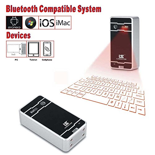 Lamaston Mini tastiera laser wireless Bluetooth virtuale, per iPhone, iPad, smartphone, tablet, layout inglese