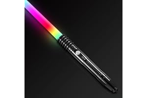 DONKEN Lightsaber RGB 11 Colors Premium Metal Hilt Light Saber, USB Rechargeable Light Sword with Sounds Effect, Gifts for Kids Adults Cosplay (Pixel - Black)