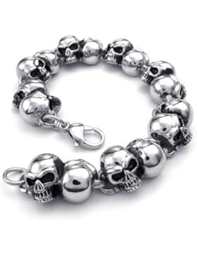 KONOV Schmuck Herren Armband, Biker Gotik Totenkopf Schädel, Edelstahl, Silber