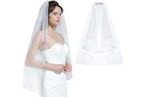 USTNIR Brautschleier, Schleier kurz, Elegante Braut Tüll mit Kamm Hochzeitsschleier Hochzeit Kurzer Schleier, für JGA Junggesellinnenabschied Hochzeit Zubehör Schleier
