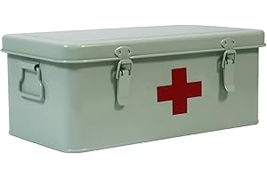 Gzsekken First Aid Box Metal Medication Storage Box with 4 Compartments, Lockable Medicine Boxs with Handle, First Aid Kit for Home Office Outdoor Emergency Use(Green)