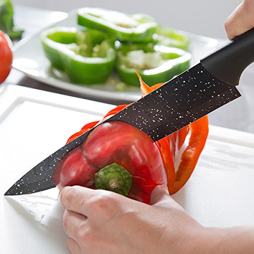 qtimber Premium Black Bravissima Kitchen Professionelle Küchenmesser aus Stein (7 Teile) 3 x 25 x 37 cm set di coltelli, coltello - 5