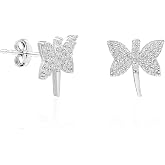 NEREZE 925 Carat Tiny Dragonfly Earrings Women's Silver Earrings