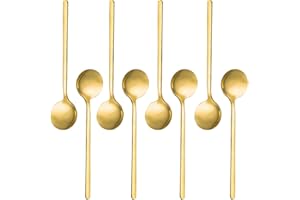 SourceTon - Set di 8 cucchiaini da caffè in acciaio inox placcato oro, per caffè, zucchero, dessert, torta, gelato, zuppa, antipasto, cappuccino, 13 cm