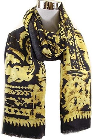 ZELLY Navy Blue &amp; Yellow Coloured Abstract Print Women's Ladies Scarf Scarves