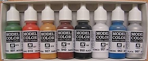 3XVallejo Model Color Wargames Basics Acrylic Paint Set - Assorted Colours (Pack of 8)
