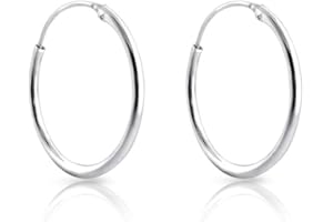 DTPSILVER Pendientes Aro Plata Mujer - Pendientes Aro Hombre - Aros Plata Mujer - Argollas de Plata Mujer - Aros de Plata Mujer - Espesor 1.2 mm - Diámetro 8,10,12,14,16,18,20,25,30,40,50,60,70,80 mm