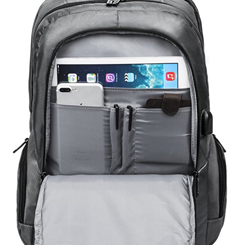 DTBG 15 Zoll Laptop Rucksack mit USB Anschluss / Port Schulrucksack Business Backpack Reisen Campus Rucksack Outdoor Daypack passt 15 – 15,6 Zoll Laptop / Notebook / Computer / Studenten / Damen / Herren, Grau - 8