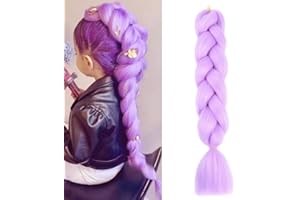 JOOCEEBABY Violeta Claro Pelo Para Trenzas Africanas 24" 1 Pieza/Lote for Mujer Para Trenzas Pelo Sintetico Postizo Para Trenzas Treasure Lilac Colors Braiding Hair Extensiones Trenzas