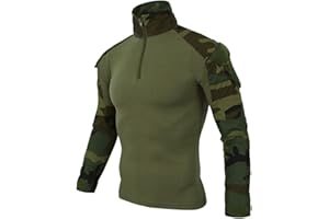 DUOHROPKE Maglietta militare da uomo, maglietta tattica, slim fit, a maniche lunghe, mimetica, per paintball, softair, militare, uniforme