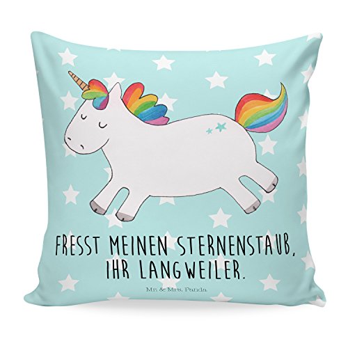 Mr. & Mrs. Panda Kissen 40x40 Einhorn Happy - 100% handmade in Norddeutschland - Einhorn, Einhörner, Unicorn, glücklich, fröhlich, Spaß, Freude, Lebensfreude, witzig, spannend, Lächeln, Lachen Kissen, Kissenhülle, Kopfkissen, Geschenk, Schenken, Couch, Sofakissen, weich, flauschig, 40x40, 40 x 40 Einhorn, Einhörner, Unicorn, glücklich, fröhlich, Spaß, Freude, Lebensfreude, witzig, spannend, Lächeln, Lachen
