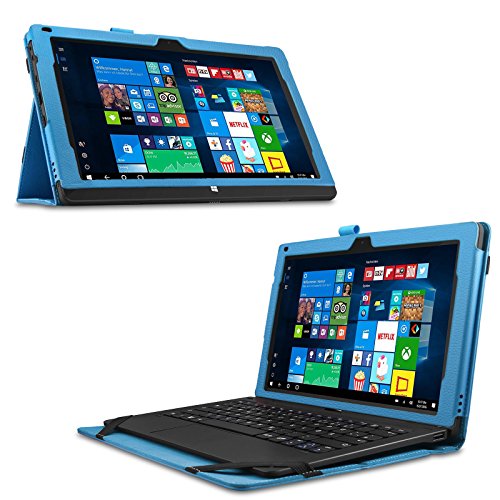 TrekStor SurfTab twin 11.6 Hülle Case -Infiland Slim Fit Folio PU-lederne dünne Kunstleder Schutzhülle Cover Tasche für TrekStor SurfTab twin 11.6 Volks-Tablet, 29,5 cm (11.6 Zoll 2in1 Tablet-PC) (mit Auto Schlaf / Wach Funktion,Tablet und Tastatur sind nicht entgehaltet) (Hellblau) - 2
