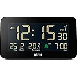 Braun Sveglia digitale visualizzazione di data, mese e temperatura, display LCD negativo, impostazione rapida, allarme acusti