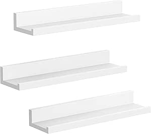 Set Di 3 Mensole Galleggianti A Muro Bianche 40x15x1.5 Cm - Scaffali Con Staffe Invisibili In MDF - Per Libri, Quadri, Decorazioni E Organizer - Stile Moderno