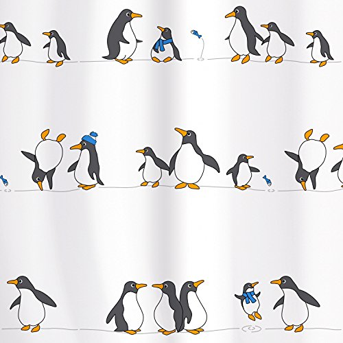 Tatkraft Penguins Duschvorhang 180 X 180 cm Wasserabweisendes Material Peva mit 12 Vorhangringe - 3