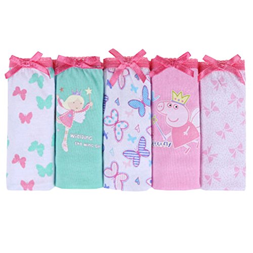 Lovely Girls' Butterfly & Angel 5 Pack Colorful Cotton Briefs Panties 100cm