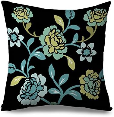 Huangxing Black Flower Art Pillow Case Decorative Floral Pattern Canvas Pillow Cover 45x45cm Canvas Accent Pillow Sham for Sofa Comfortalbe Couch Cushion Cover Case Standard Pillowcase