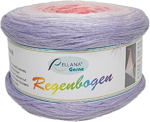 Rellana Regenbogen Bobbel - 200 g Farbverlaufswolle ideal für Tücher 10 flieder-rose-lachs