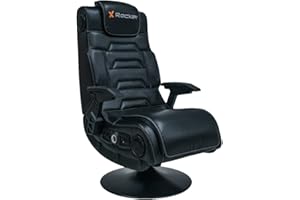 X-Rocker X-Pro 4.1 Audio Gaming Chair - Pedestal Video Gaming Chair with Luxury Padded Leather, Comfortable Folding Video Game Chair with Sound Activated Vibration and 4 Built-in Speakers - BLACK