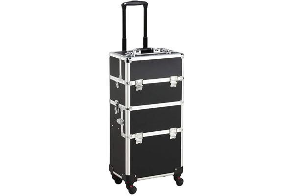 Yaheetech Valise Maquillage Professionnel Malette Maquillage Beauty Case à roulettes Detachable Boîte en Haut Utilisée Séparément avec Bandoulière Poignée Télescopique 36 x 24 x 106,5 cm Noir