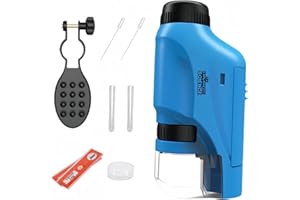 AiNinXun Microscopio portatile per bambini Childern Pocket Microscopio Ragazzi Ragazze Giocattolo 60-120x Monoculare con Luce LED Mini Microscopio Regalo per Student Educational con Phone Stand