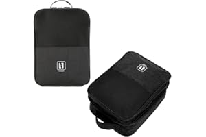 RUNFAR SHOP Sac à chaussures de voyage 3 compartiments étanche et anti-poussière pour chaussures de voyage, Noir , Sac à chaussures