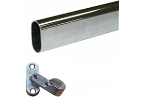 VO DESIGN Tubo Appendiabiti Ovale 1 METRO - Asta Barra Per Guardaroba, Armadio Cromato 15x30mm - Kit con 2 Supporti Laterali
