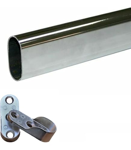 Supporti Per Asta Armadio Bricoleva | Set 2 Pezzi In Cromo Satinato | Reggitubo Laterale Per Appendiabiti | Altezza 65mm - Foto 6