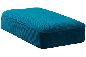 ZZDZW Stretch Rectangle Bar Stool Cover - Corduroy Jacquard Vanity Seat Cover, Washable Counter Saddle Seat With Elastic Bands (Color: Peacoc