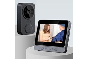 CARMOTTER Smart Wireless Doorbell Security Intercom Video Camera Door Bell Door Ring Bell Wireless, Two-Way Audio, Door Monitor, 4.3" IPS Screen, TF Card Support