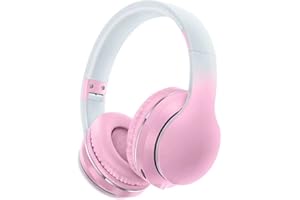Usoun Bluetooth Headphones Over-Ear,Kids Wireless Bluetooth Headphones with Mic,Foldable Wireless/Wired Stereo Headset,TF Card,Kids Headphones for Boys Girls Travel School Cellphone Tablet PC (Pink)