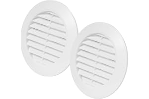 Vent Systems 2 Stück 70 mm Weiß Luftregister – Lüftungsgitter durch die Tür - Mit Insektenschutzgitter - runde Lüftungsgitter für den Innenbereich – Badezimmer, Schrank, Garage