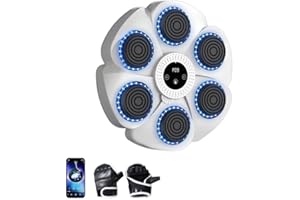 CARZIYER Macchina da boxe musicale Bluetooth intelligente - bersaglio da parete con luci RGB, contatore automatico, 9 modalità di ritmo, guanti da boxe inclusi, adatti per sport domestici e allenamento