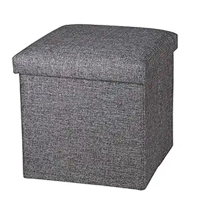 ASUVI Cube Shape Storage Chair Foot Rest Ottoman Bench Solution Stool for Home Storage Organization with Cushion Seat Lid (1 Pack)