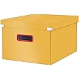 Leitz Click & Store Medium Storage Box, Foldable A4 File Box with Lid, Premium Strong Cardboard Container for Home/Office Filing, Cosy Range, Warm Yellow, 53480019