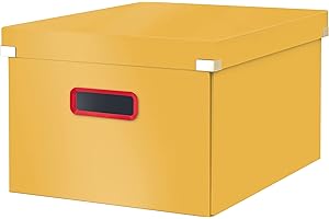 Leitz, Caja Mediana de Almacenaje Click and Store, Archivadora Plegable con Tapa, Cartón Duro de Primera Calidad para tu Hogar y Oficina, Gama Cosy, Amarillo Cálido, 53480019, Tamaño A4