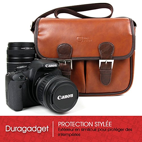 Sacoche aspect cuir pour appareils photo Nikon DF  D5300   D3300 et Sony DSC-HX400   HX400V  DSC-RX10M3   RX10 III     couleur marron par DURAGADGET