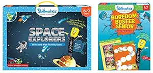 Skillmatics Educational Game: Space Explorers (6-9 Years) | Fun Learning Activities for Kids | Write & Skillmatics Educational Game: Boredom Buster Senior, 6-9 Years, Blue