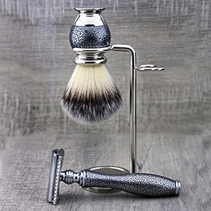 Haryali London Shaving Kit – 4 Pc Shaving Kit – Double Edge Safety Razor - Synthetic Hair Shaving Brush – Alum – Antique… - Image 2